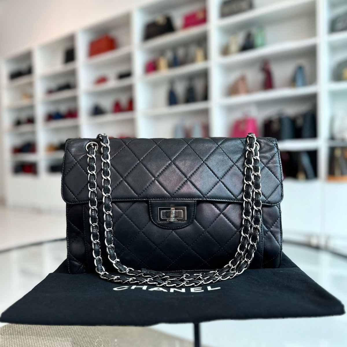 Seasonal 2.55 Flap Lambskin Black SHW