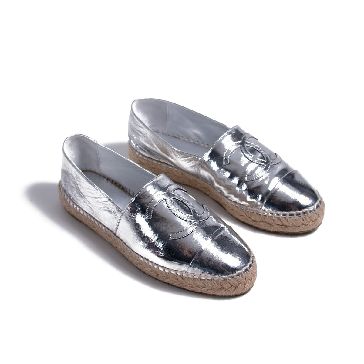 Chanel Metallic Leather CC Espadrilles