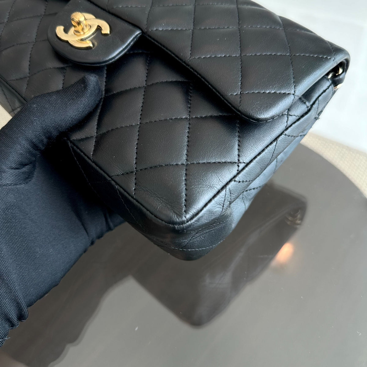 Small Classic Flap 23CM Quilted Lambskin Black GHW No 12