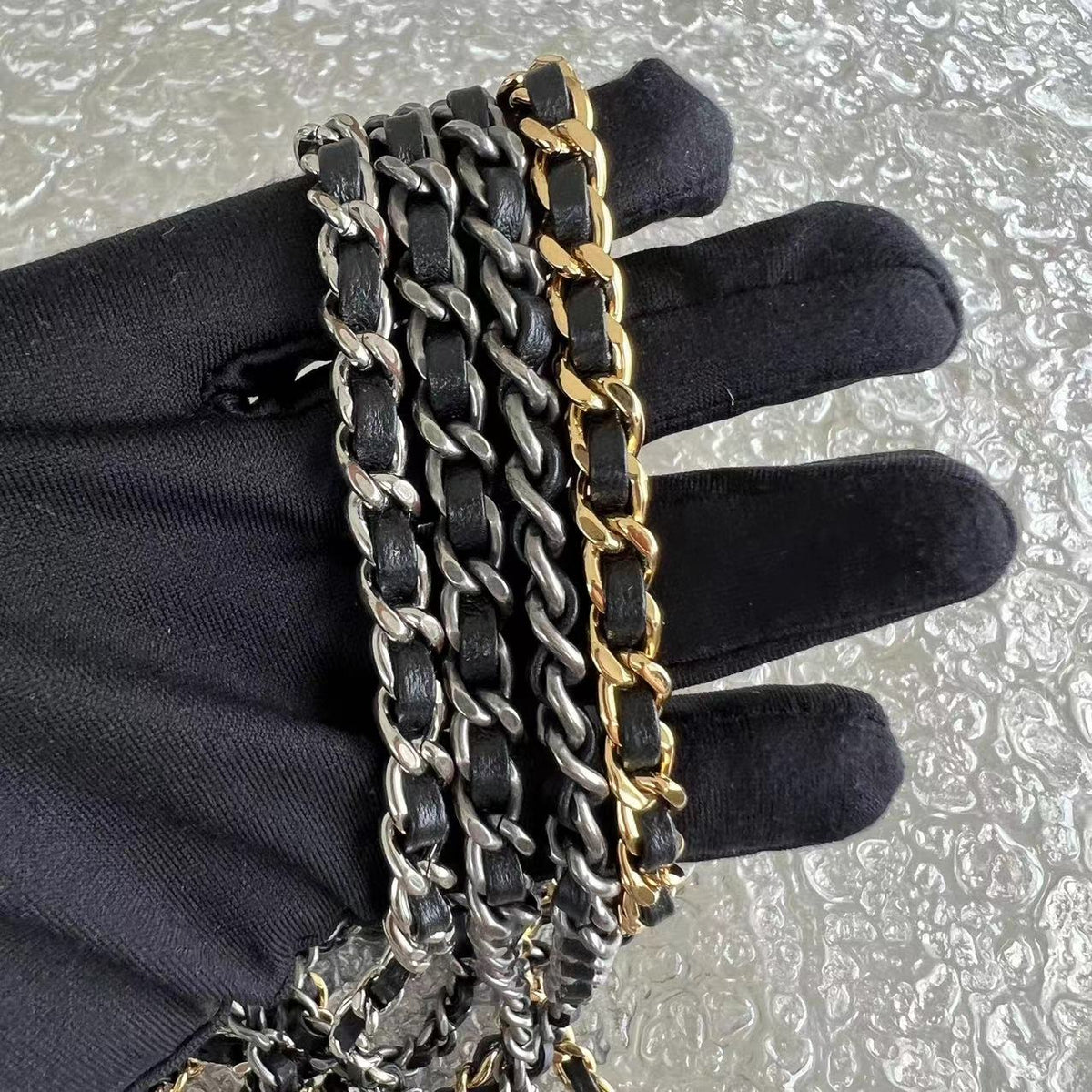 Small Gabrielle Chevron Calfskin Black Golden Hardware Series 27