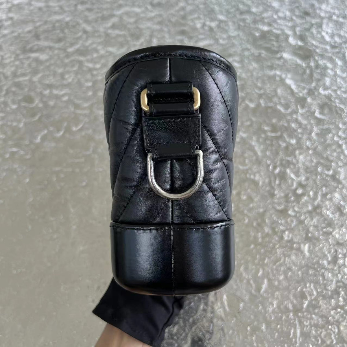 Small Gabrielle Chevron Calfskin Black Golden Hardware Series 27