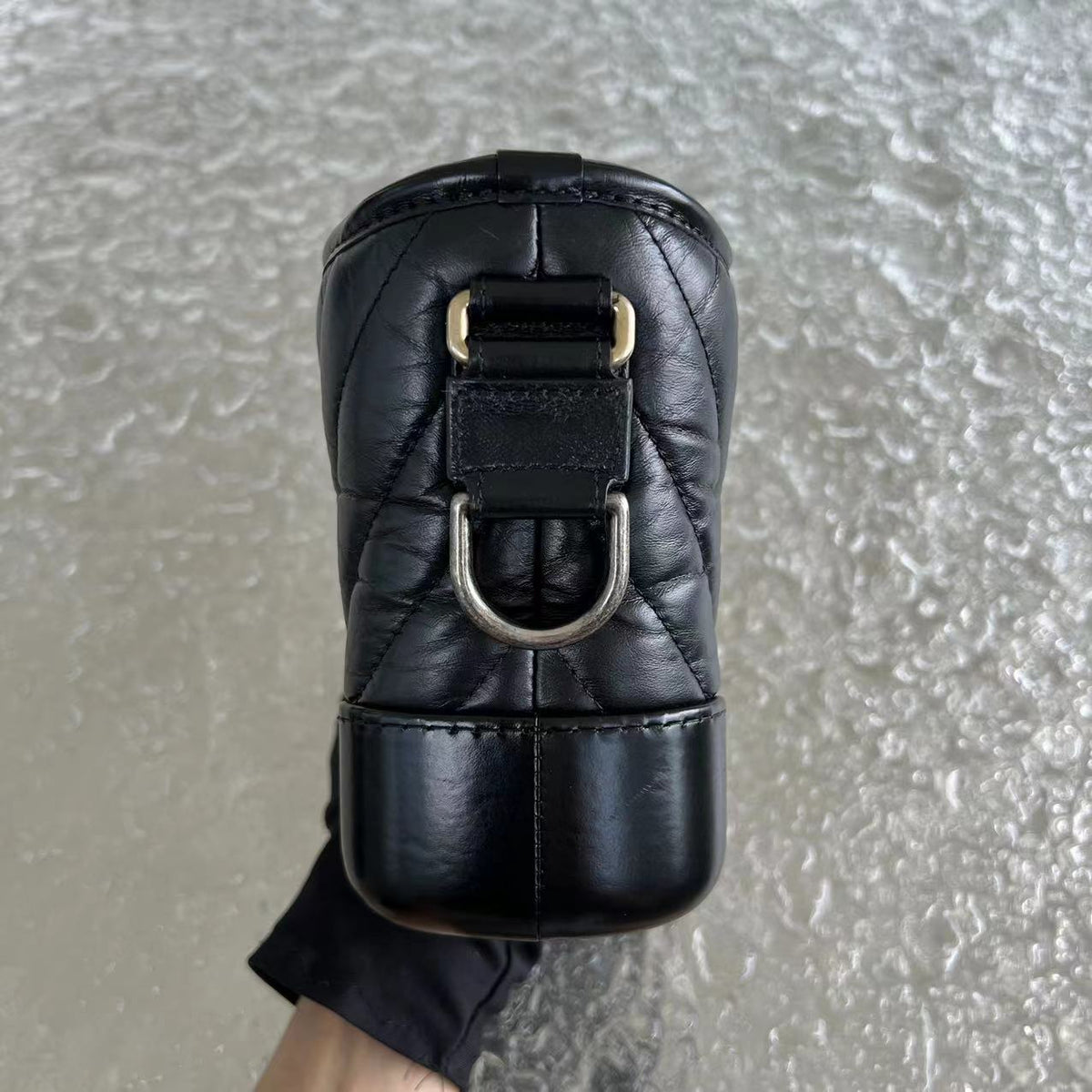 Small Gabrielle Chevron Calfskin Black Golden Hardware Series 27