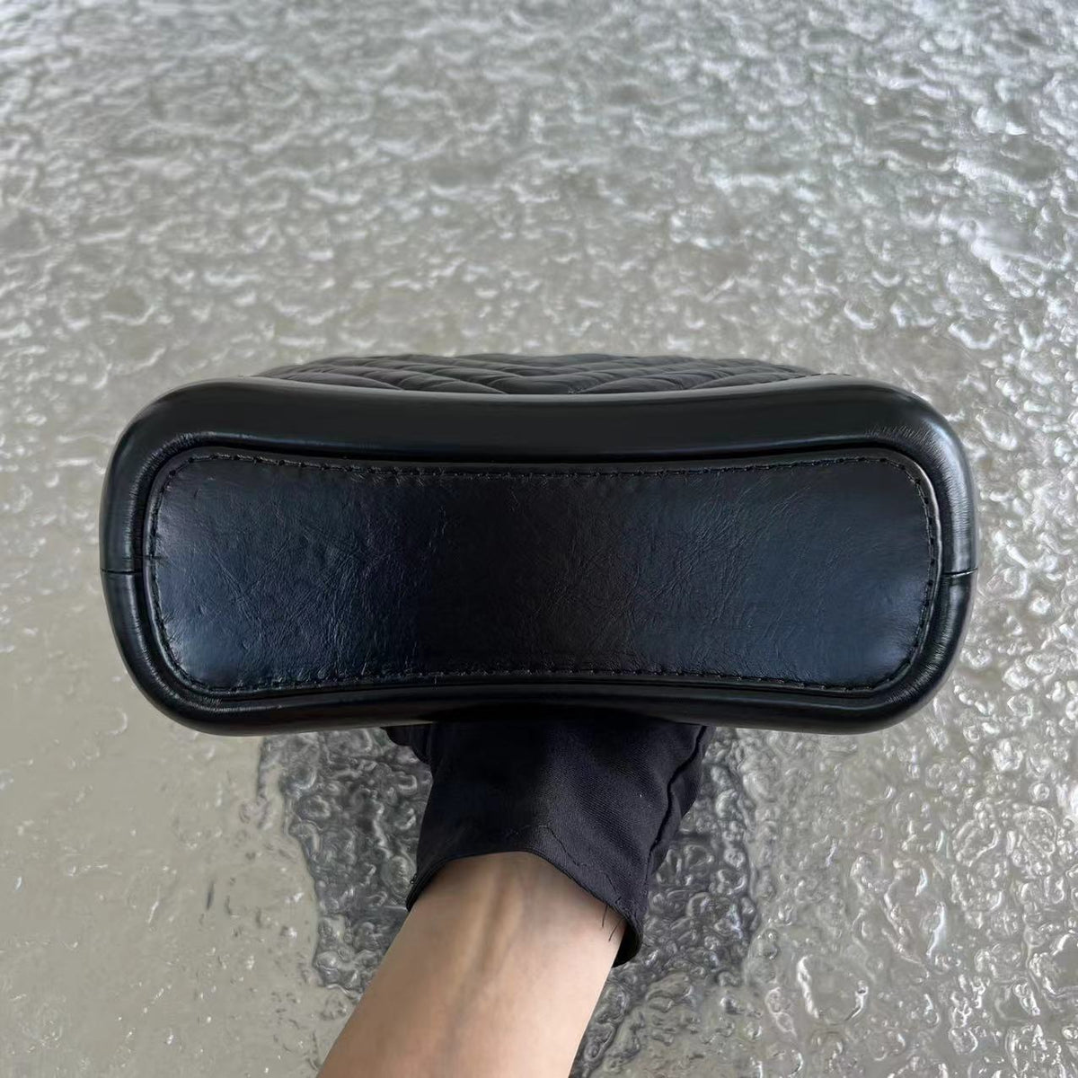 Small Gabrielle Chevron Calfskin Black Golden Hardware Series 27