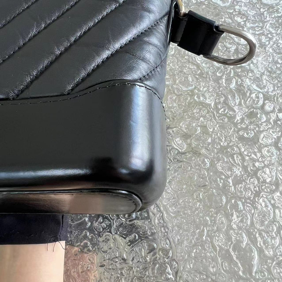 Small Gabrielle Chevron Calfskin Black Golden Hardware Series 27