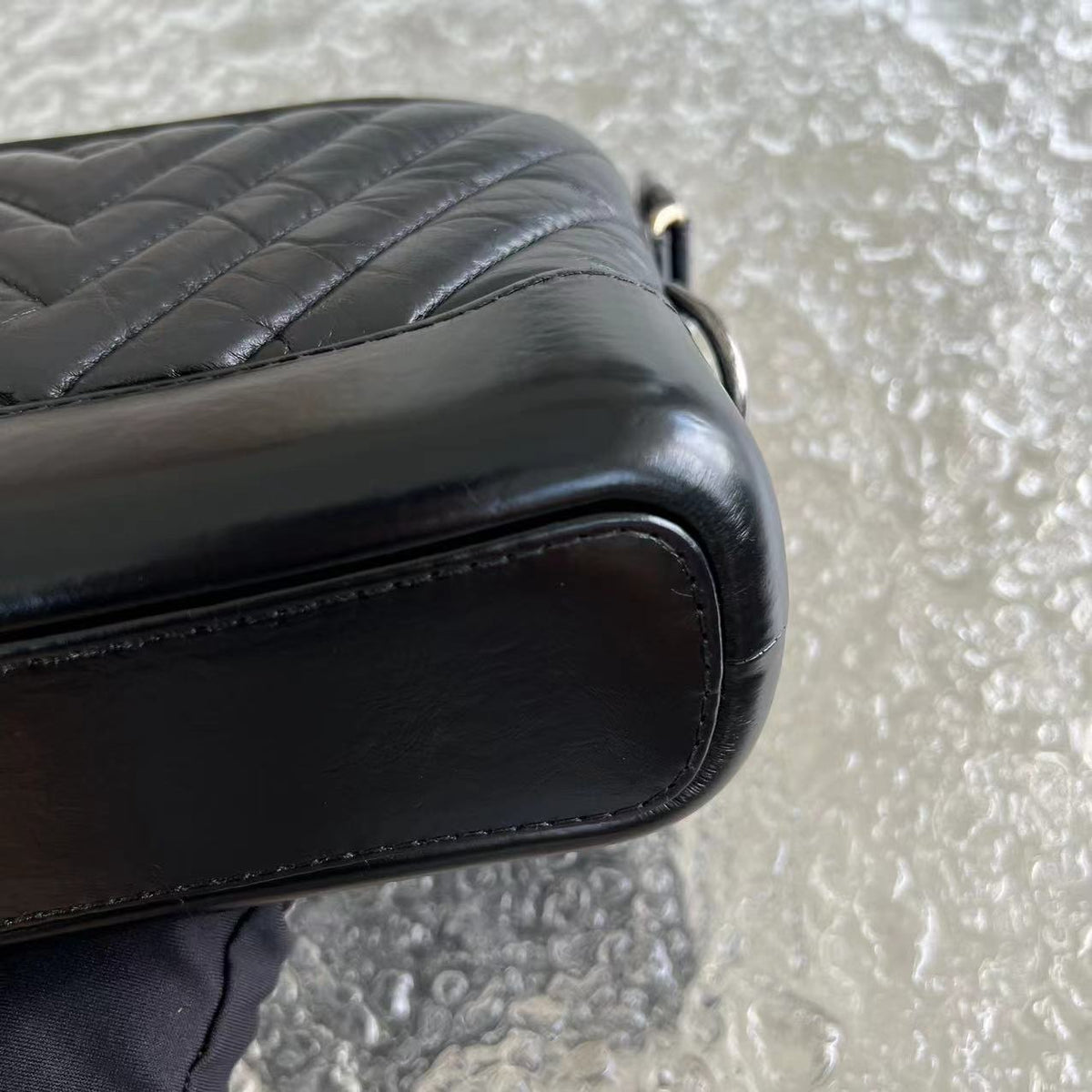 Small Gabrielle Chevron Calfskin Black Golden Hardware Series 27