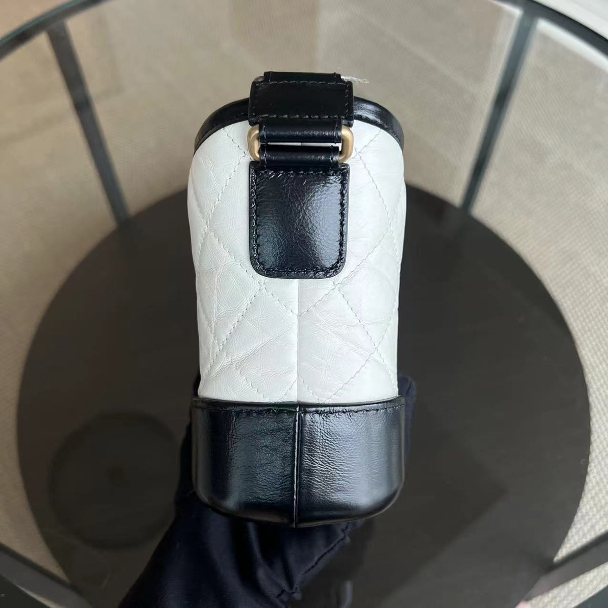 Chanel Small Gabrielle Hobo Quilted Calfskin Black White Two-tone Hardware