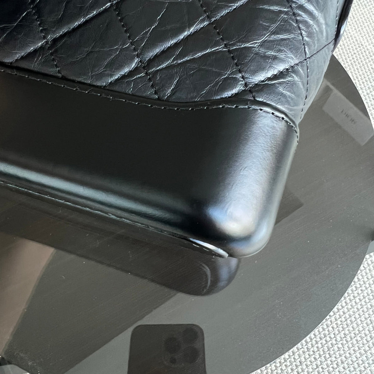 Small Gabrielle Quilted Calfskin Black Two-Tone Hardware Series 24