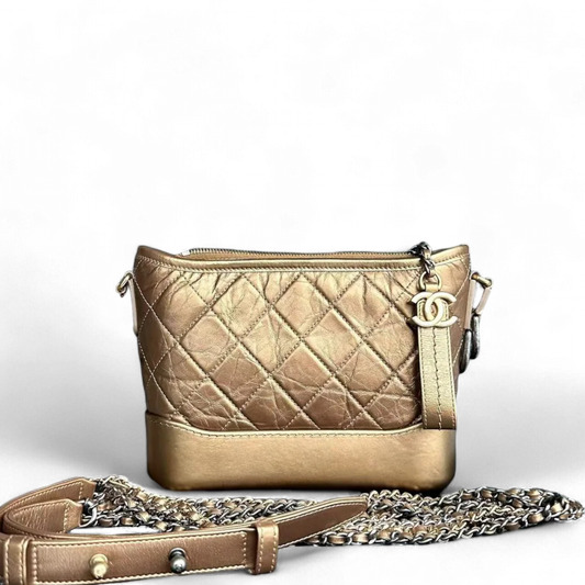 Chanel Gabrielle Small - Quilted Calfskin Bronze Gold Two-Tone Hardware Series 23