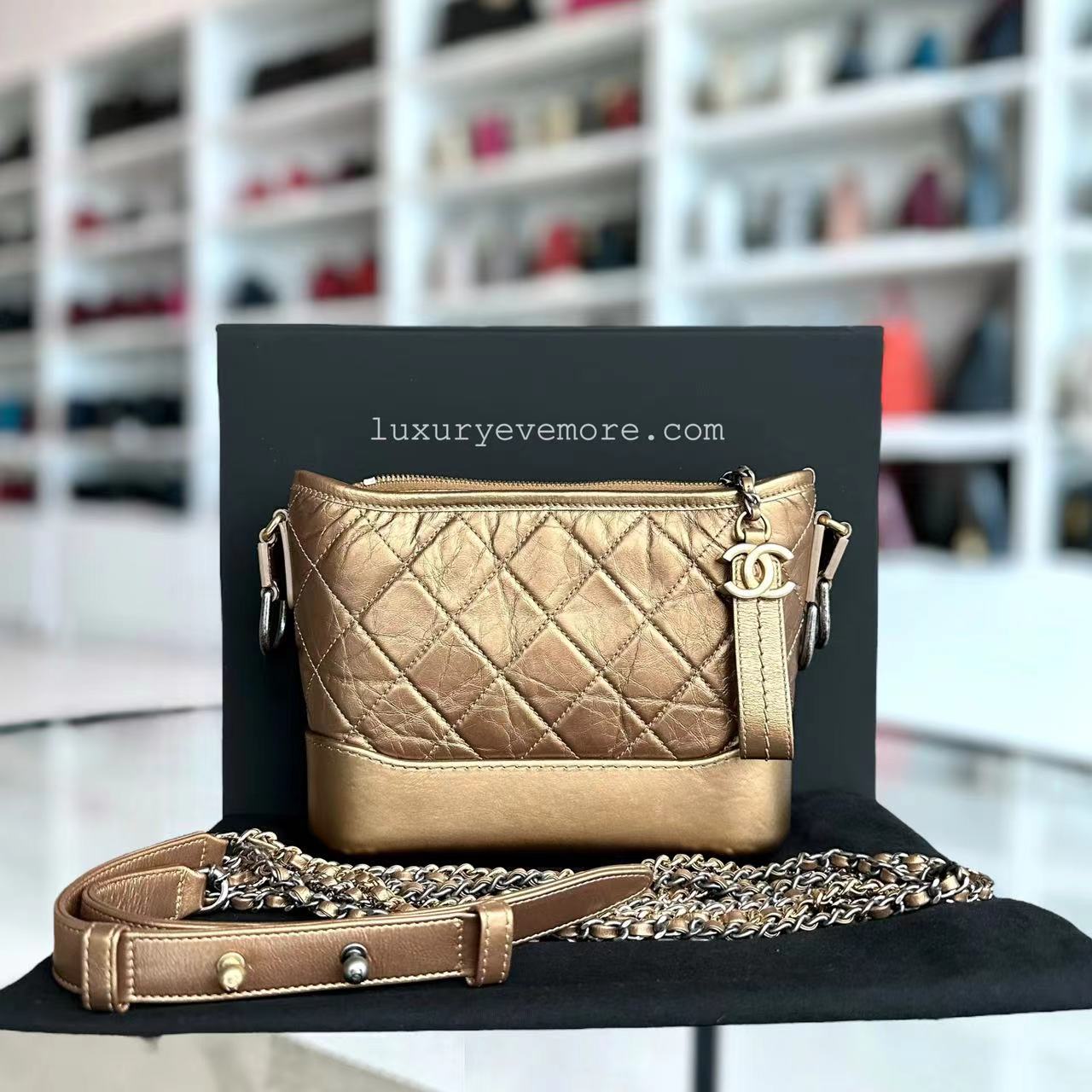 Chanel Gabrielle Small - Quilted Calfskin Bronze Gold Two-Tone Hardware Series 23