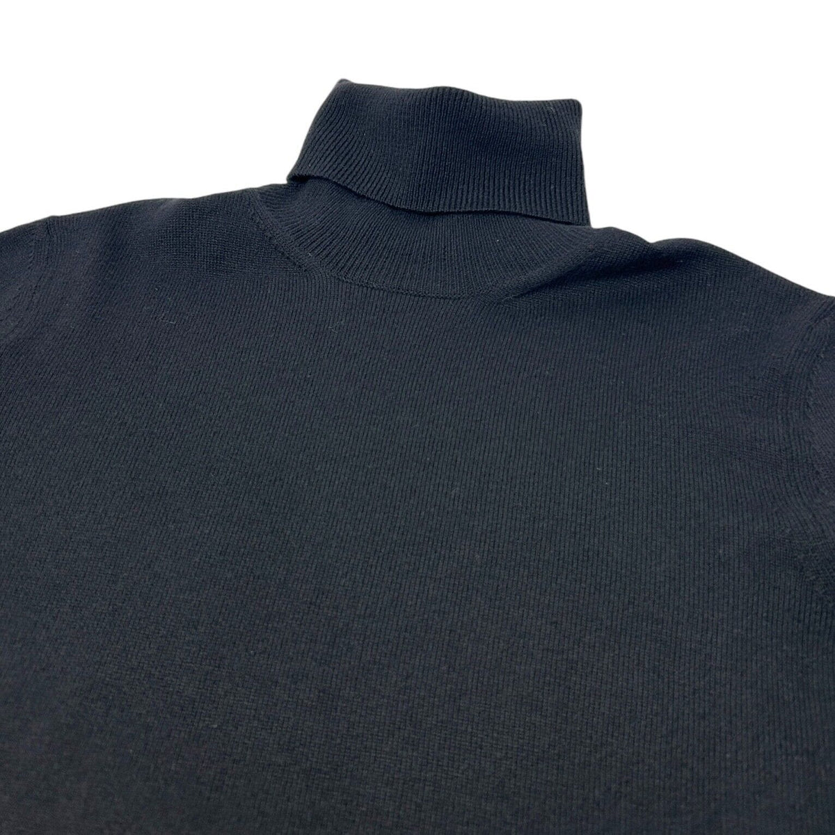 CHANEL Vintage P42169 CC Mark Logo Sweater Top #40 Black Wool Turtleneck