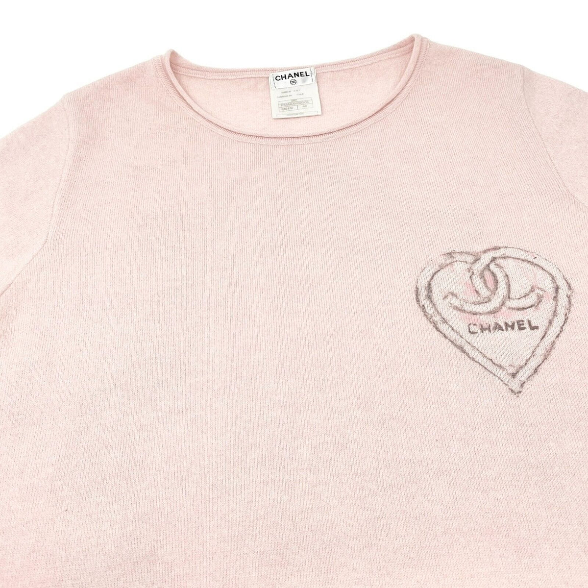 CHANEL Vintage 09C Miami CC Mark Logo Knit Sweater Top #42 Cashmere Pink
