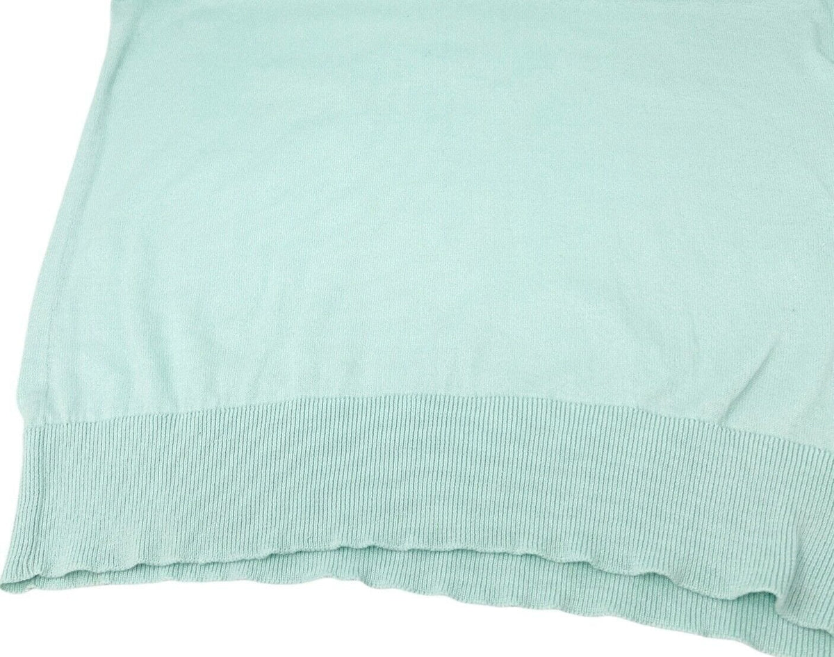 CHANEL Vintage 95C CC Logo Polo T-shirt Top #42 Green Gold Cotton