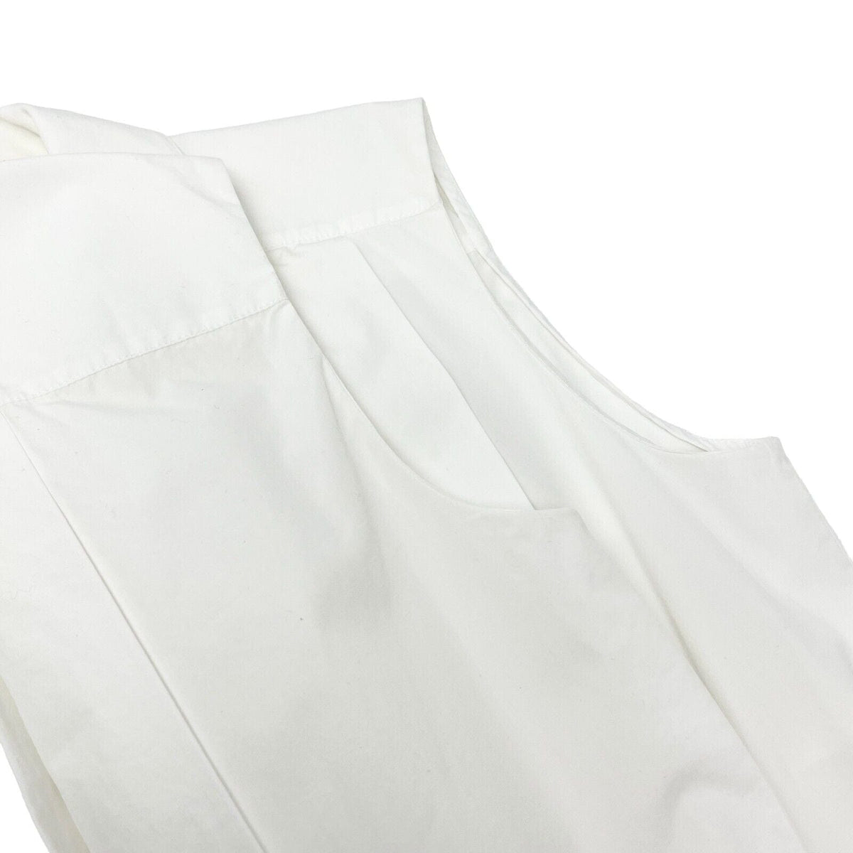 CHANEL Vintage 97P CC Logo Sleeveless Cropped Shirt #38 Top Button White