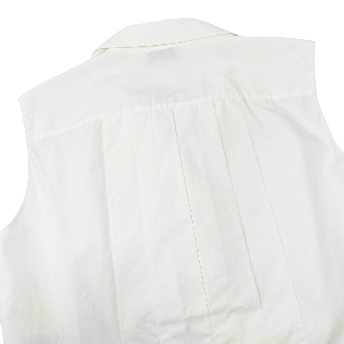 CHANEL Vintage 97P CC Logo Sleeveless Cropped Shirt #38 Top Button White
