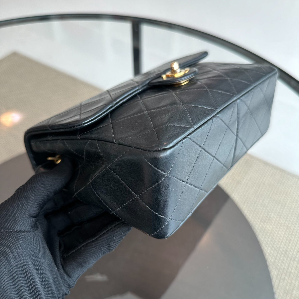 Vintage Classic Flap 20CM Mini Square Black GHW