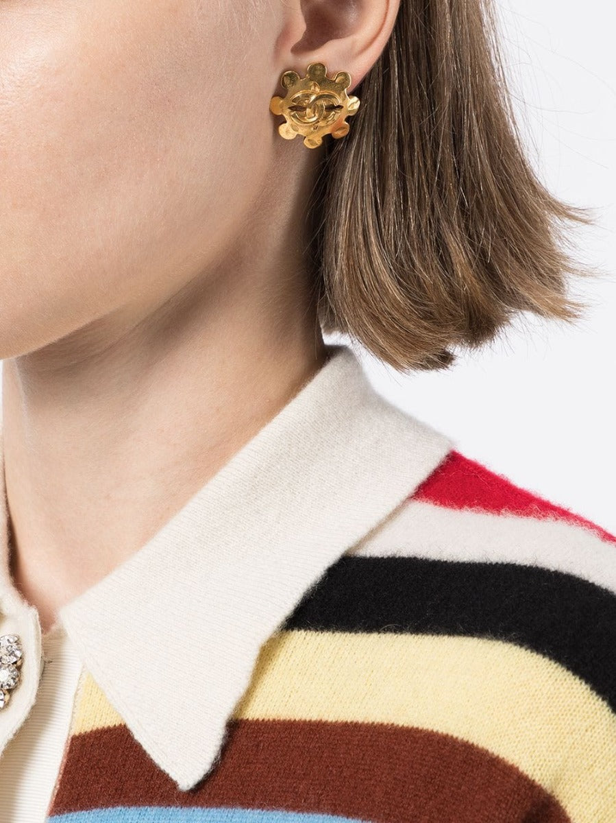 Top Quality Chanel Cut Out Wheel Clip-on Earrings