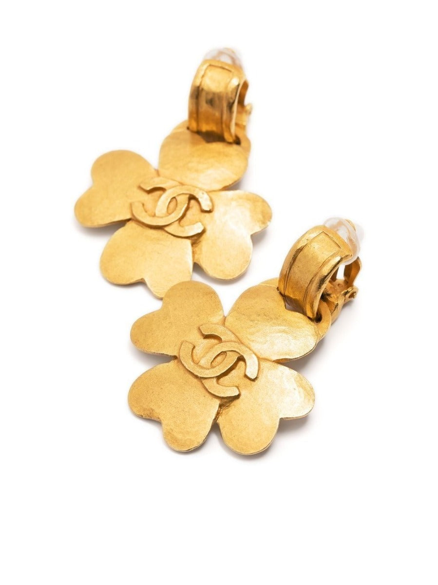 Top Quality Chanel Gold Four Leaf Clover Clip-on Earrings
