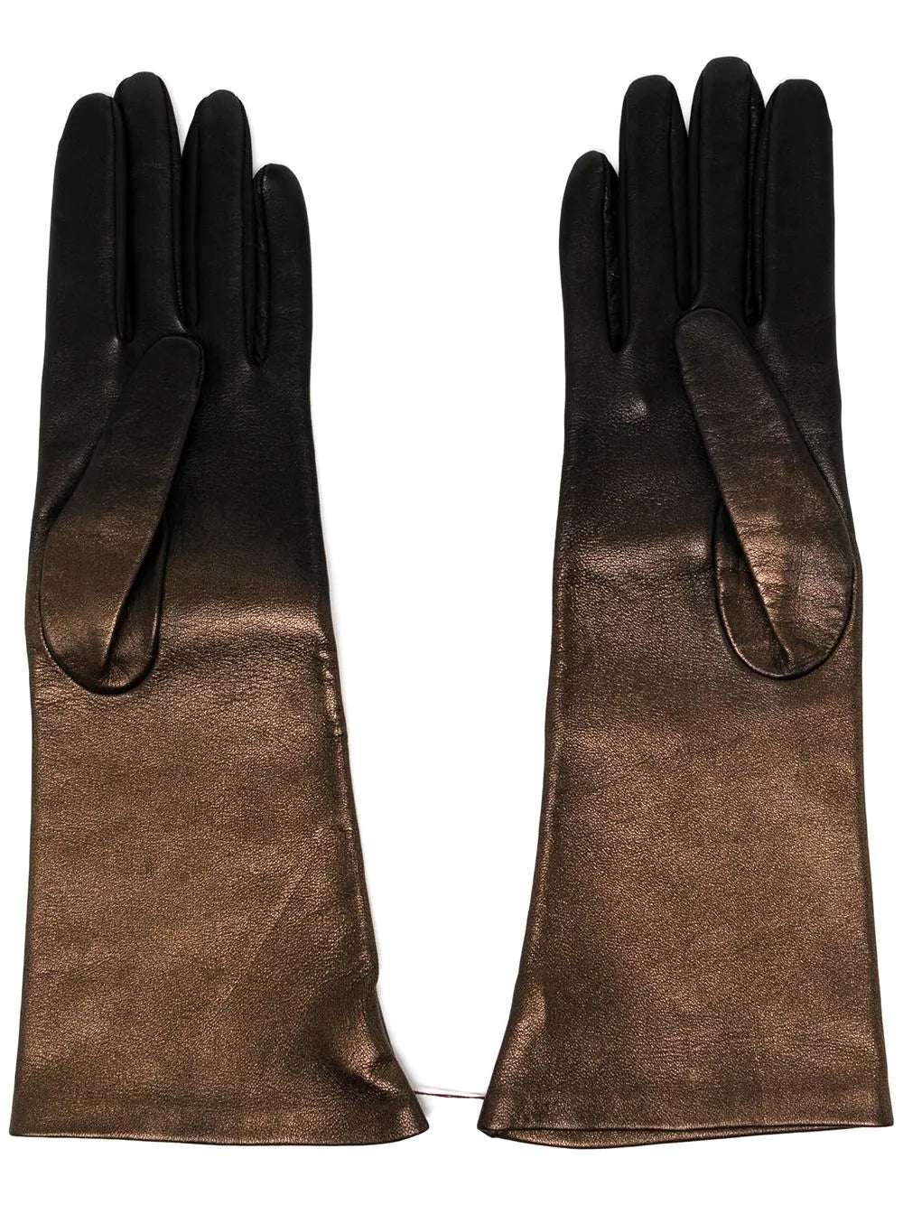 CHANEL Metallic Bronze Leather Gloves