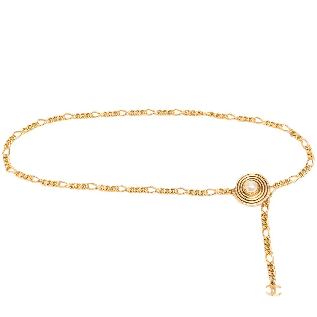 CHANEL Pearl Detail Belt 1980s