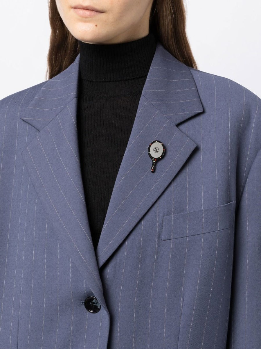 CHANEL Mirror Resin & Rhinestone Pin