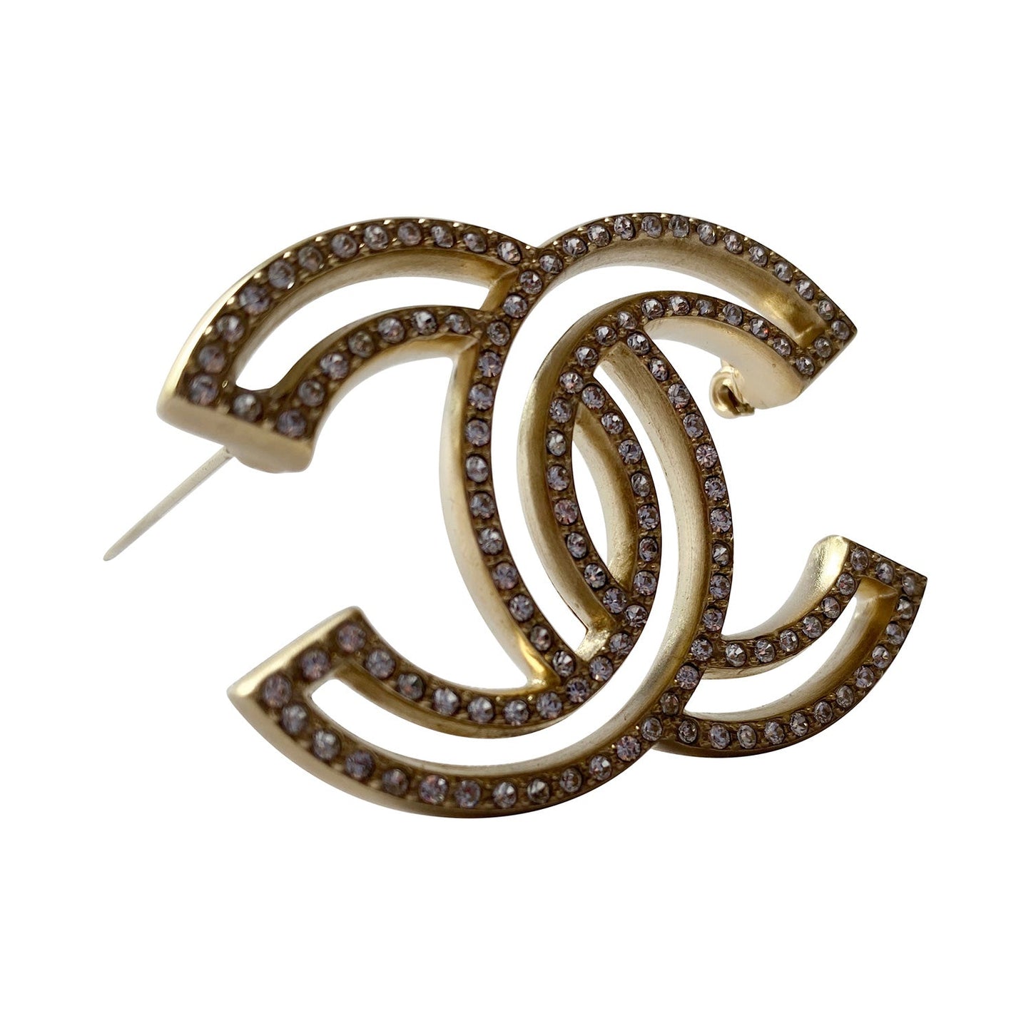 Chanel CC Logo Strass Pin Brooch