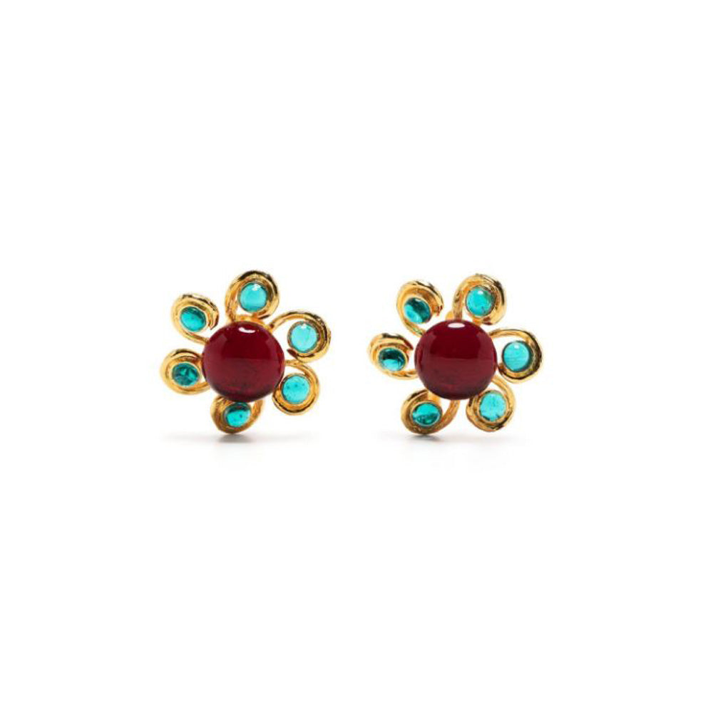 Gripoix Glass-Bead Clip-On Earrings