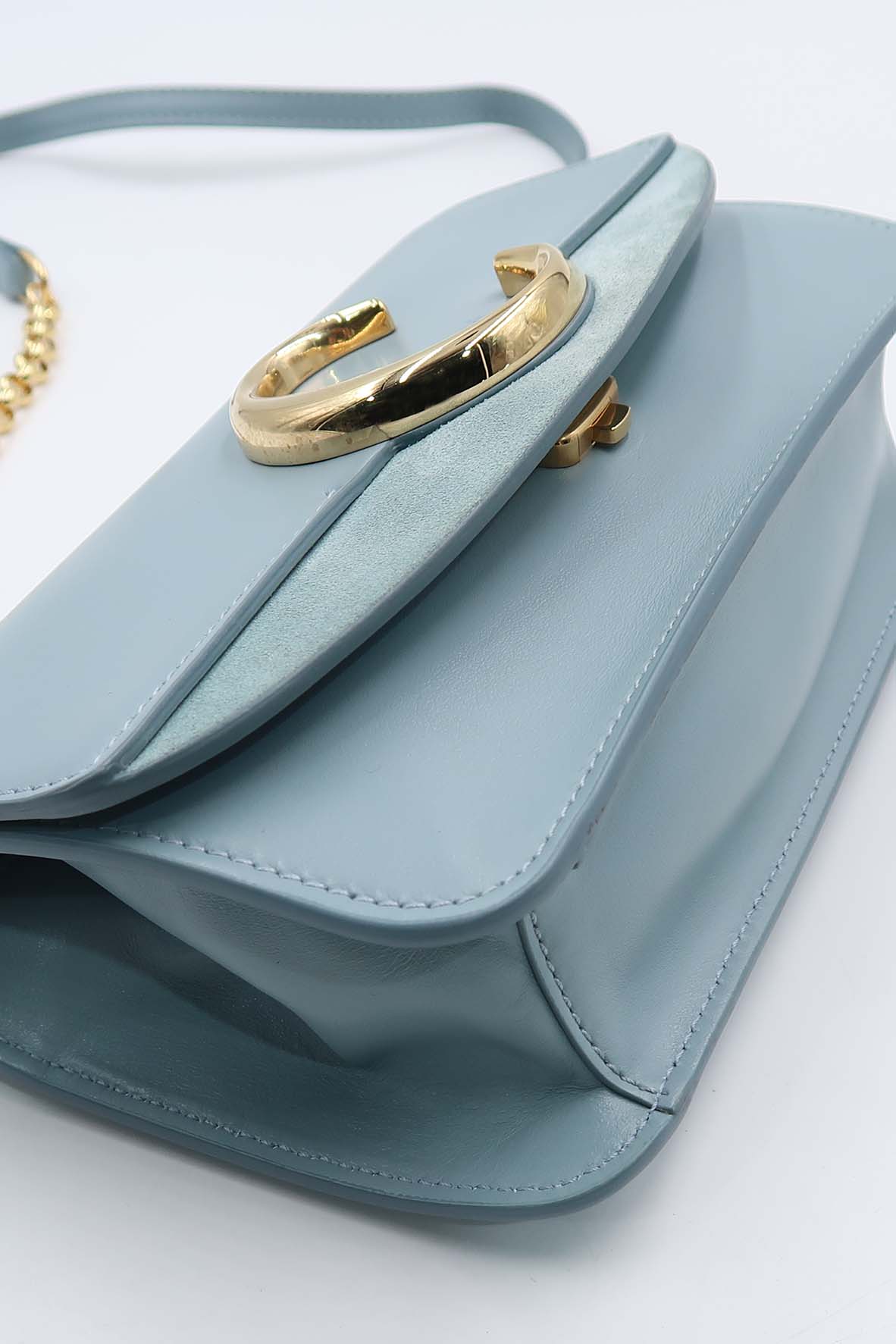 Chloe C Chain Clutch Faded Blue
