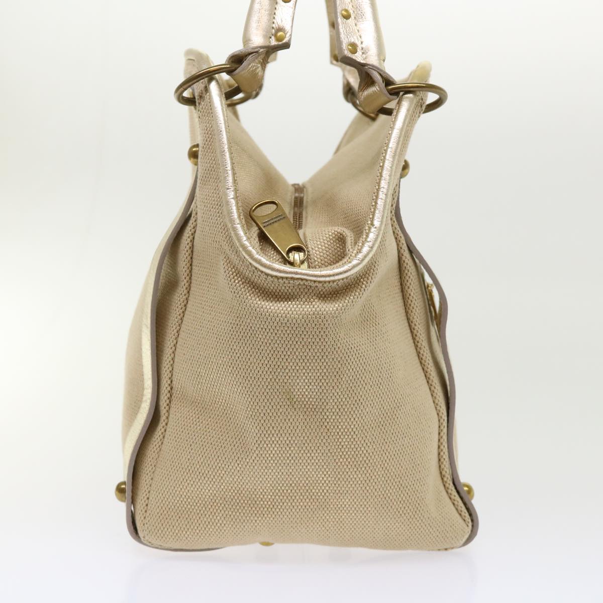 Burberry Blue Label Shoulder Bag Canvas Leather Beige Auth cl649