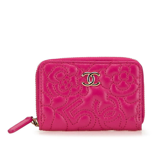 Chanel Camellia Lambskin Coin Case
