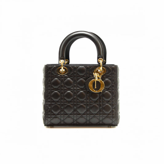 Dior Black Quilted Cannage Leather Medium Lady Dior Tote Bag