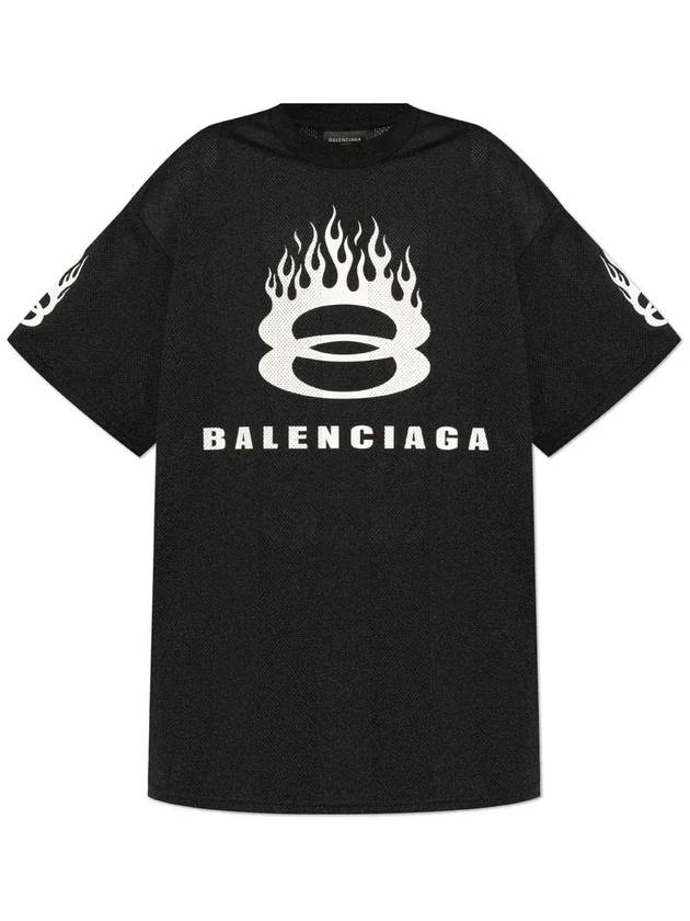 Luxury Balenciaga  Logo Print Crew Neck Short Sleeve T-Shirt Black