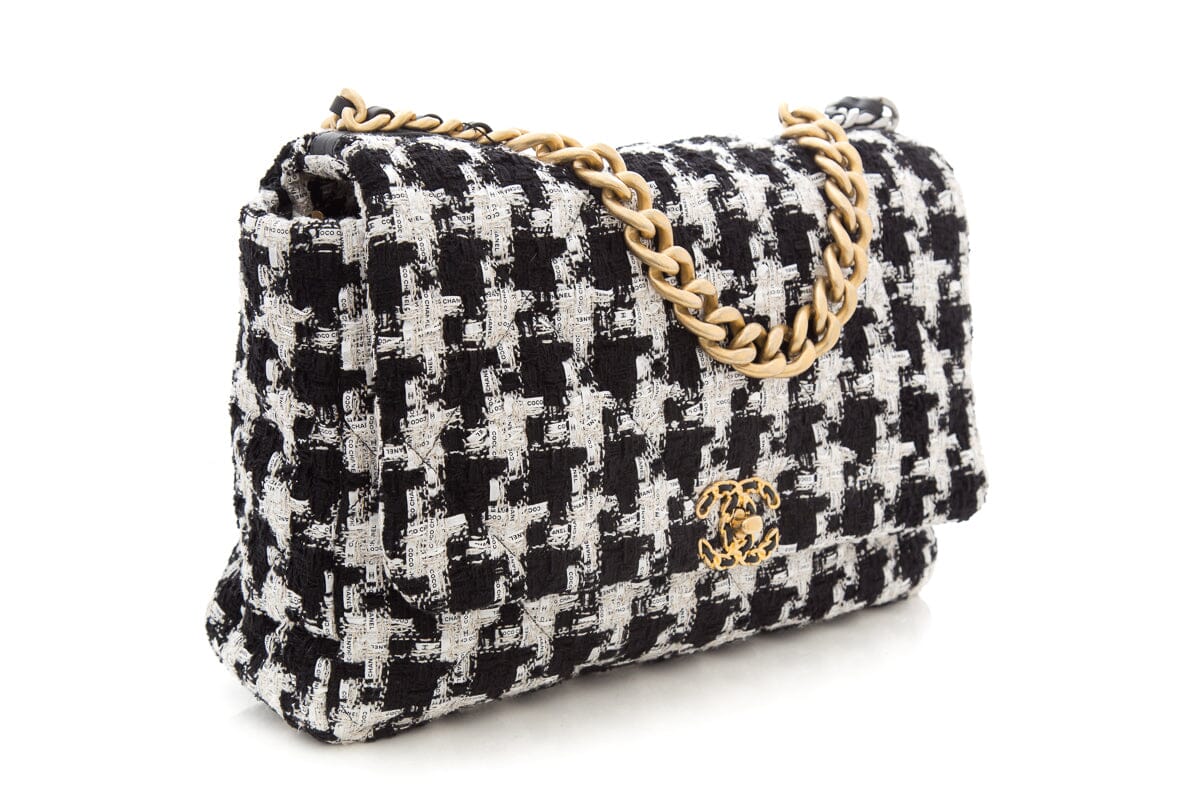 Chanel 2020 19 Black & White Tweed Maxi HandBag