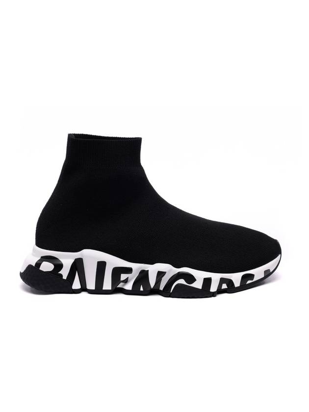 Luxury Balenciaga  Speed Midsole Graffiti High Top Sneakers White Black