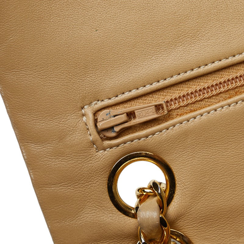 Chanel Mattrase 23 Coco Double Flap Chain Shoulder Bag Beige Leather  CHANEL