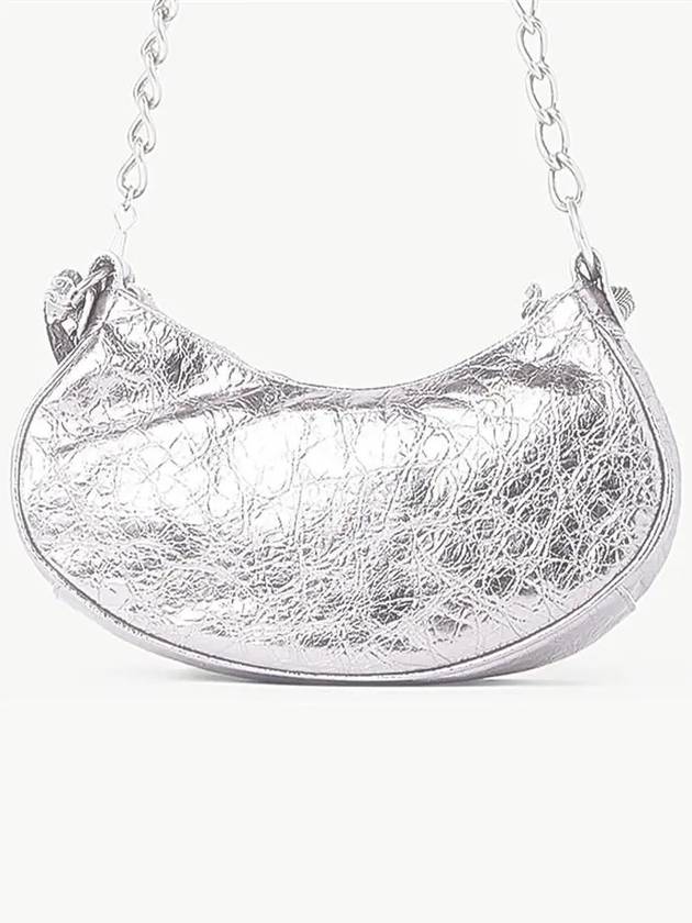 Luxury Balenciaga  WoMen's Le Cagole XS Chain Metal Shoulder Bag Silver