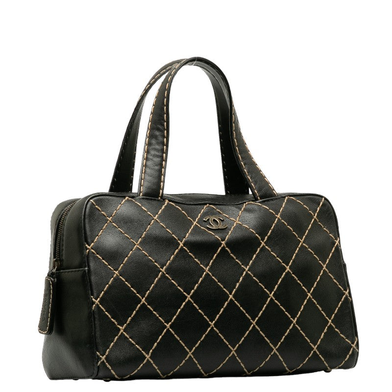 Chanel Cocomark Wild tick Handbags Boston Bag Black Leather  Chanel