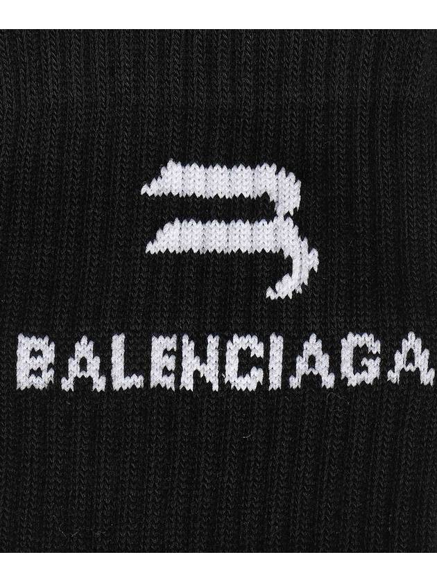 Luxury Balenciaga  Logo Ribbed Cotton Socks Black