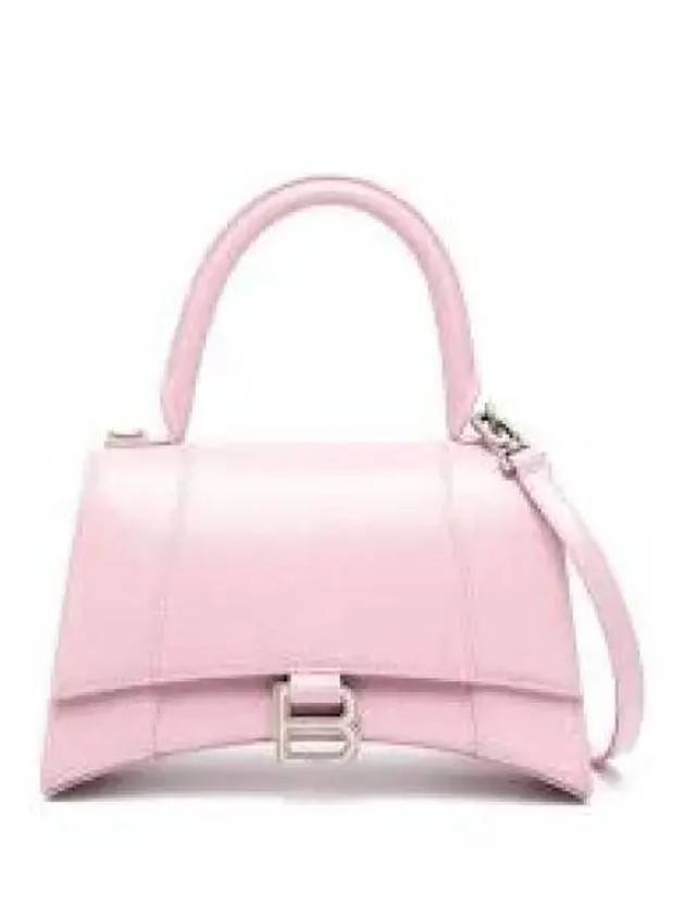 Luxury Balenciaga  Hourglass Shiny Box Calfskin Small Tote Bag Pink