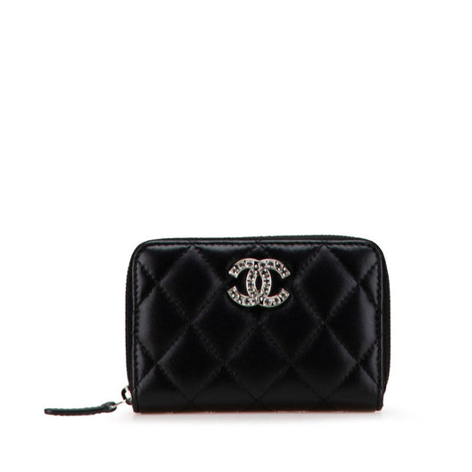 Chanel Coco Mark Zip Coin Purse Lambskin Coin Case