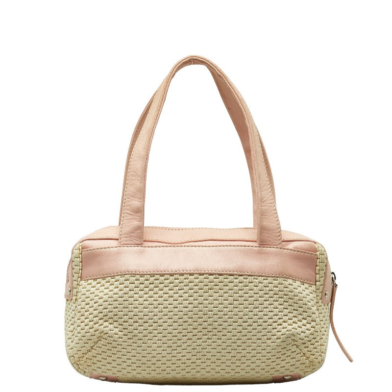 Chanel Logo One-Shoulder Bag Handbag Pink Natural Leather Cotton  CHANEL