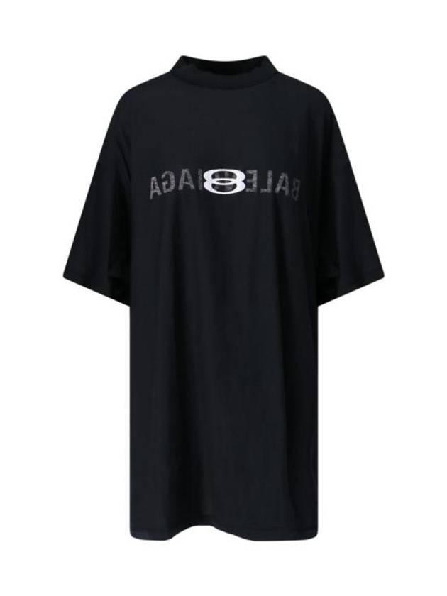 Luxury Balenciaga  Logo Print Short Sleeve T-Shirt Black