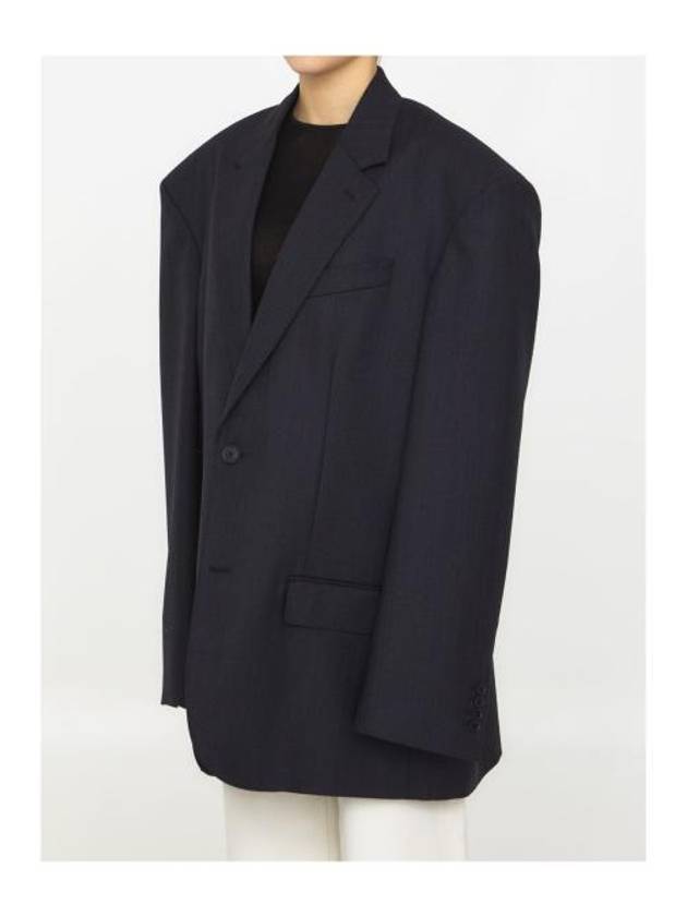 Luxury Balenciaga  Pinstripe Wool Blazer Jacket Black