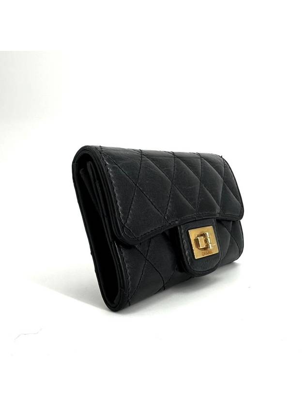 Vintage lambskin 2 55 gold flap card wallet Chanel