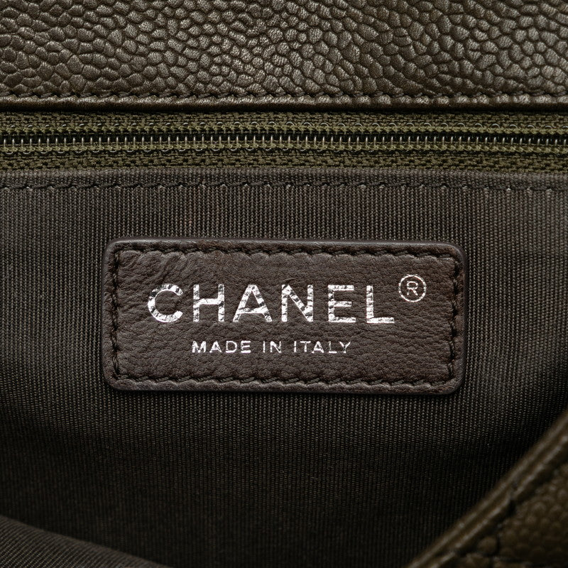 Chanel Matrasse Chain Shoulder Bag Khaki Grey Caviar S  Chanel
