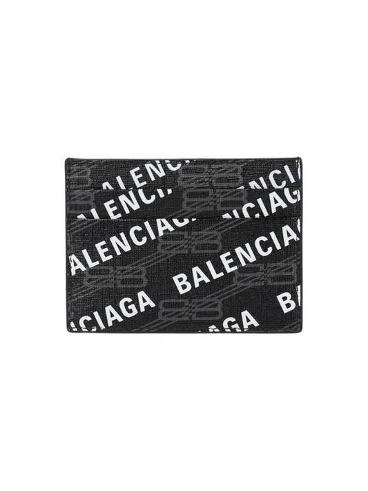 Luxury Balenciaga  Monogram Pattern Card Wallet Black