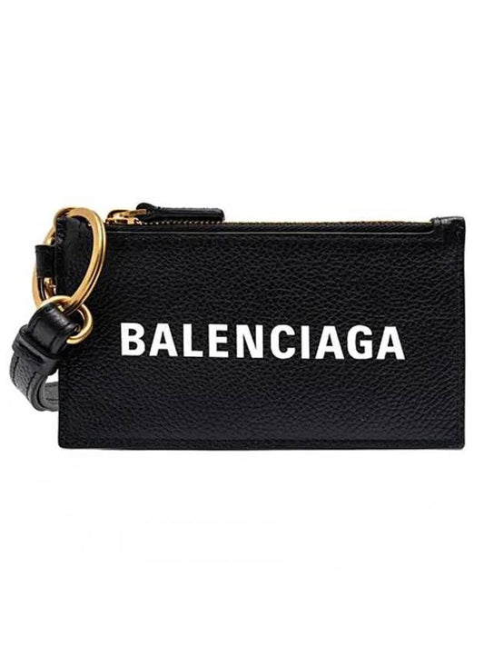 Luxury Balenciaga  Logo Cash Keyring Card Wallet Black