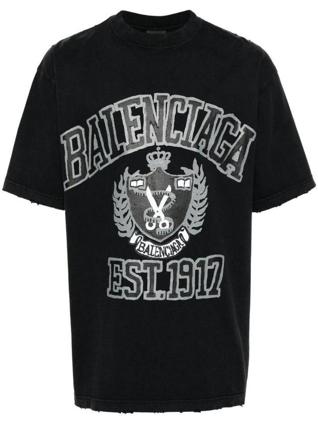 Luxury Balenciaga  DIY College Medium Fit Short Sleeve T-Shirt Black