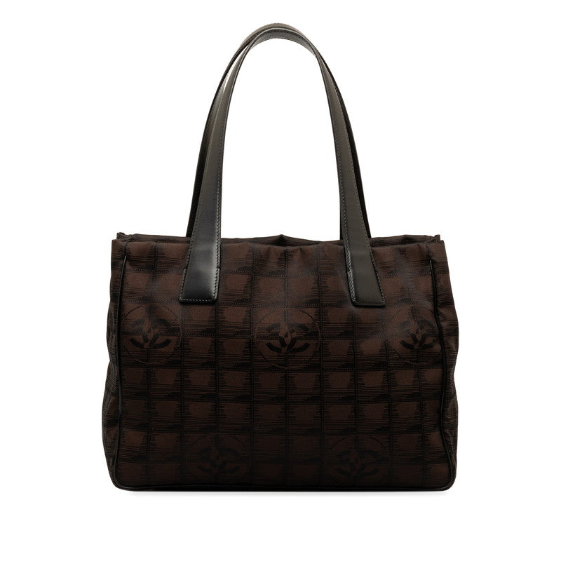 Chanel New Loveel Lines PM Tote Bag Handbag Brown Black Nylon Leather  CHANEL