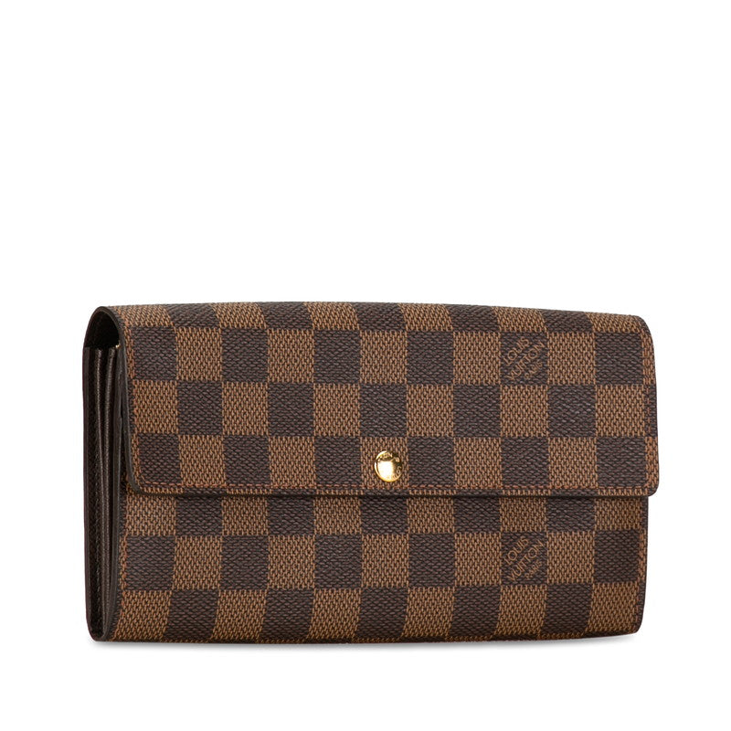Louis Vuitton Portefolio Sarah Long Wallet N61734 Brown PVC Leather  Louis Vuitton