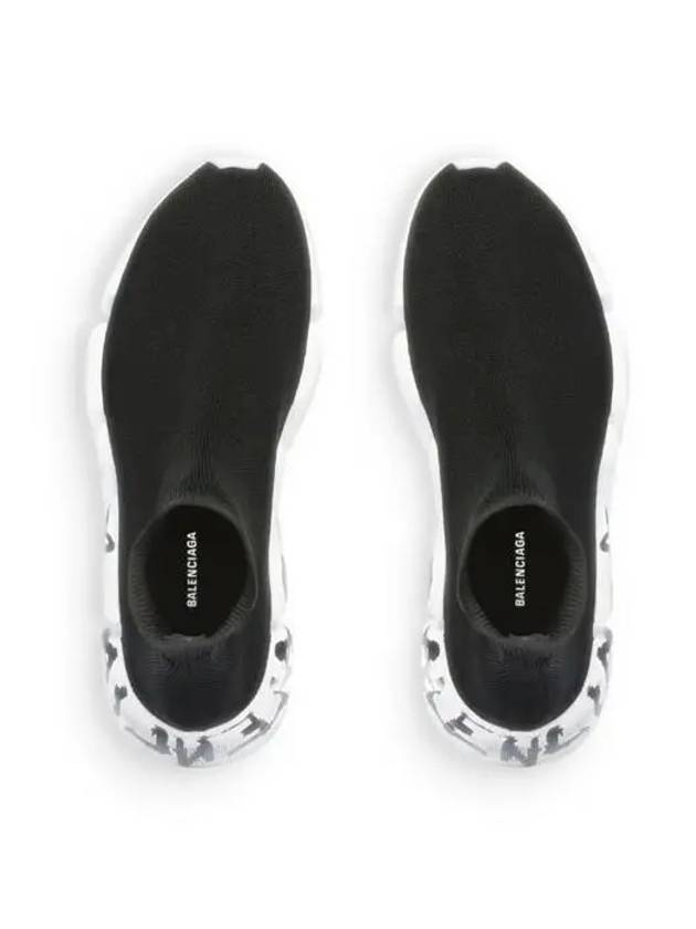 Luxury Balenciaga  Speed 2.0 Graffiti Knit High Top Sneakers Black